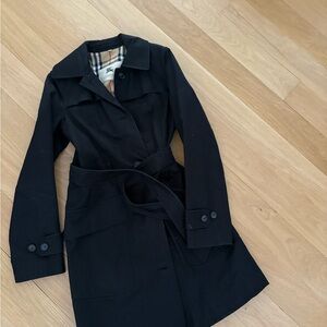 Burberry Black Trench Coat with Check Lining